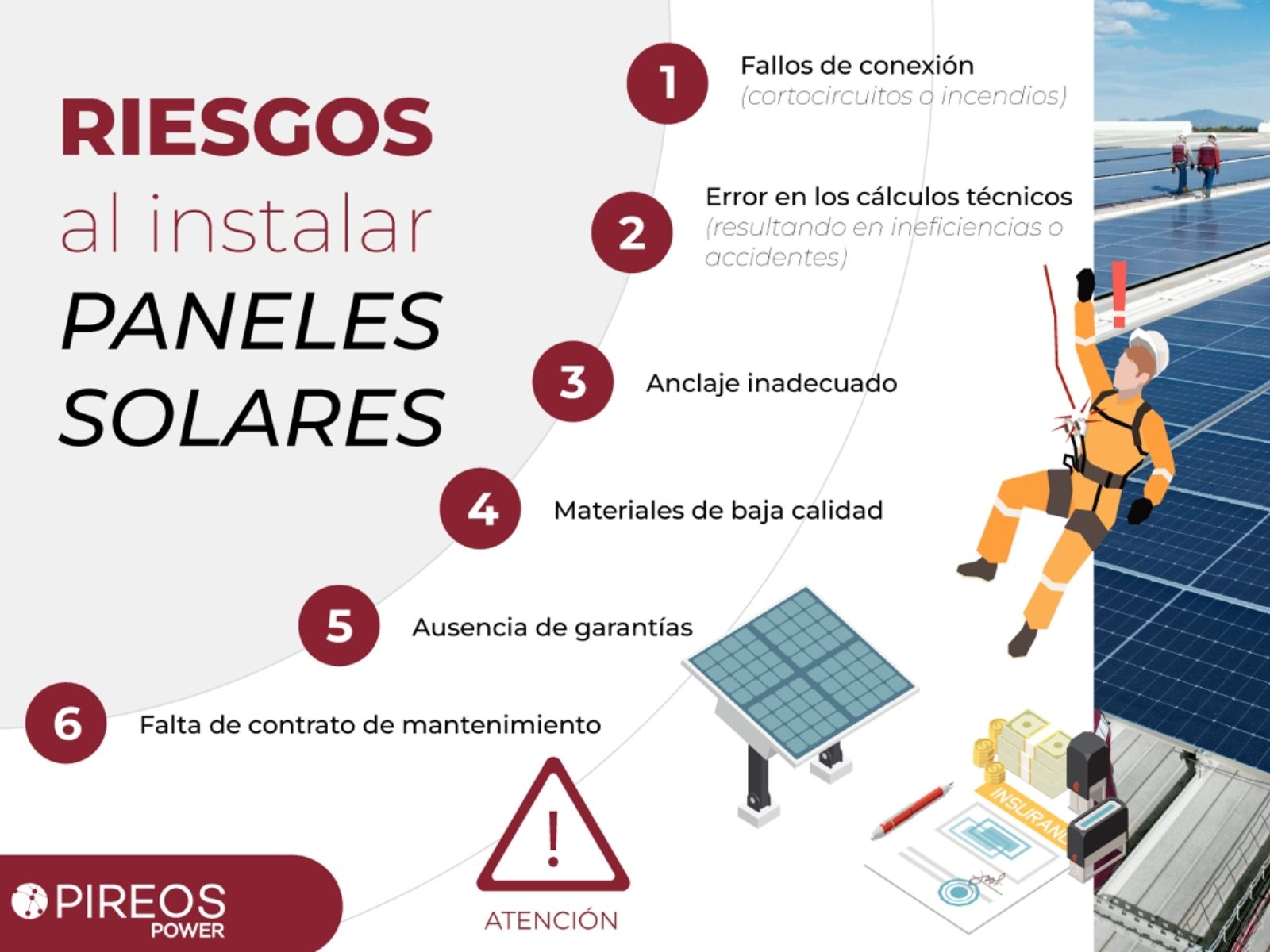 En Pireos te enseñamos cuales son los riesgos de instalar paneles solares