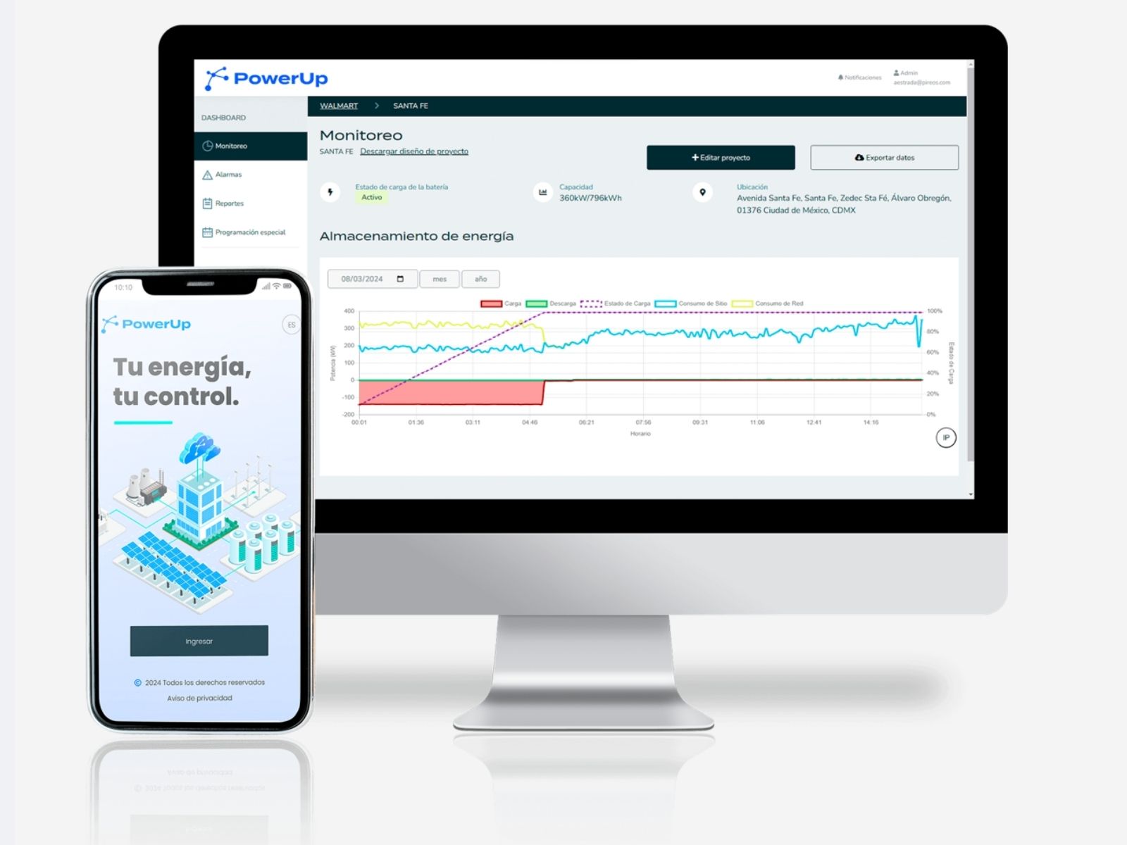 En Pireos contamos con la plataforma powerup, es un sistema SCADA