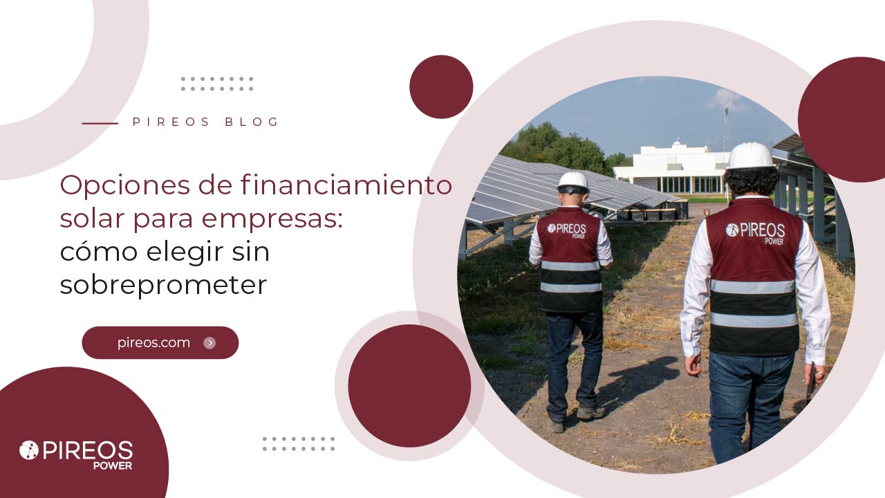 Estacionamiento techado con paneles solares (carport solar) ilustrando opciones de financiamiento solar para empresas y proyectos industriales de Pireos Power.