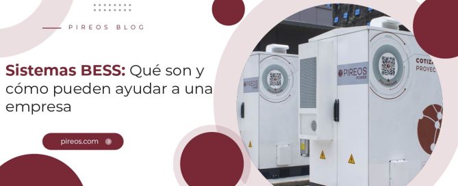 Infografía de PIREOS Power sobre sistemas BESS de almacenamiento energético mediante baterías para empresas.